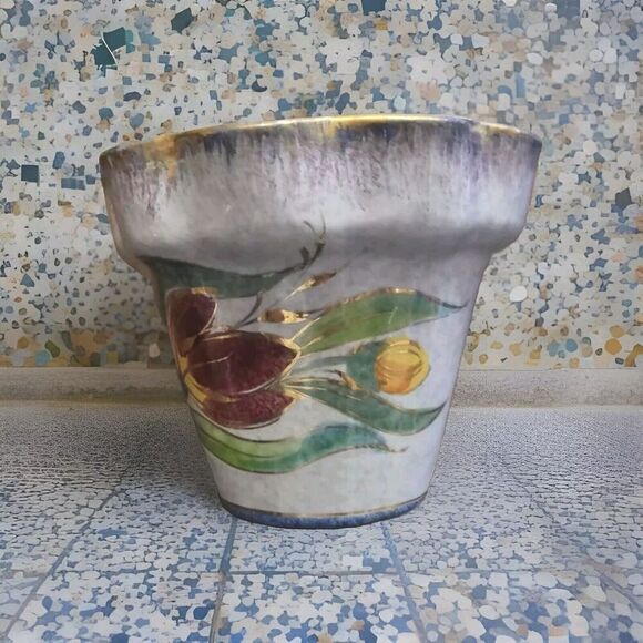 Vintage ITALY ART POTTERY Vase Flower Pot Flowers MCM Mid Century Modern - Picture 2 of 5